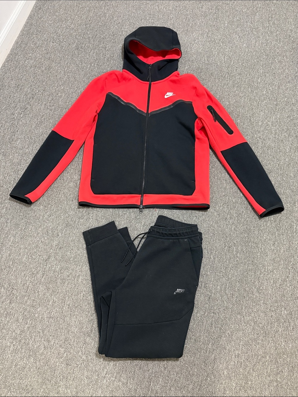 Nike Tech  orange and Black Hooded Zip Jacket with Black Joggers size M and L